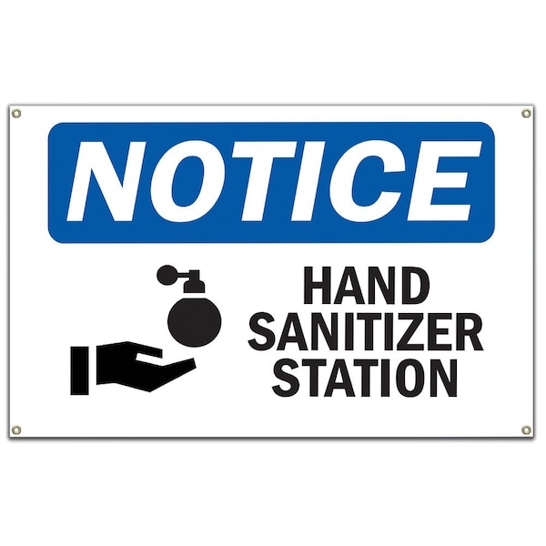 Safety Sign, OSHA Notice, 10" Height, Hand Sanitizer Station Sign With Symbol